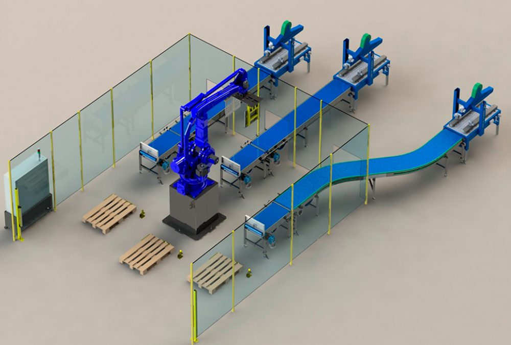 UN SOLO ROBOT PARA PALETIZAR TRES LINEAS DE PRODUCCIÓN ¿ ES POSIBLE?