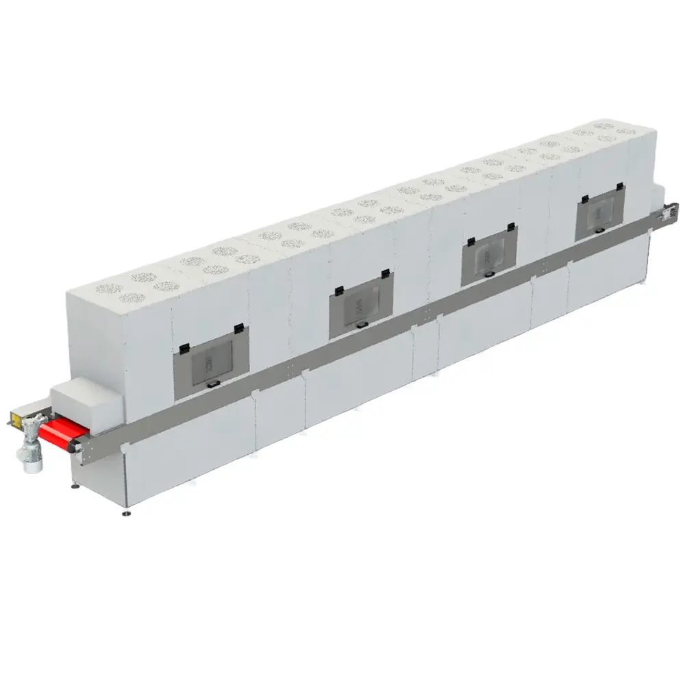 Render de túnel de secado industrial por microondas de 16 kW